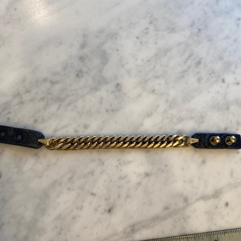 Jenny bird bracelet gold tone hardware black leather